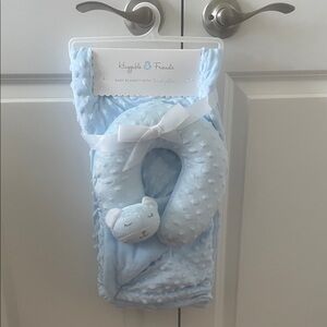 Blue Baby Blanket with Travel Pillow